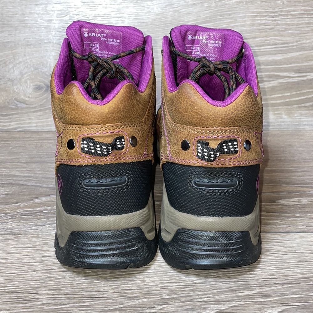 Ariat Terrain Pro H20 Women’s Size 9.5B Purple Brown Leather Trail Hiking Boot - Picture 4 of 12